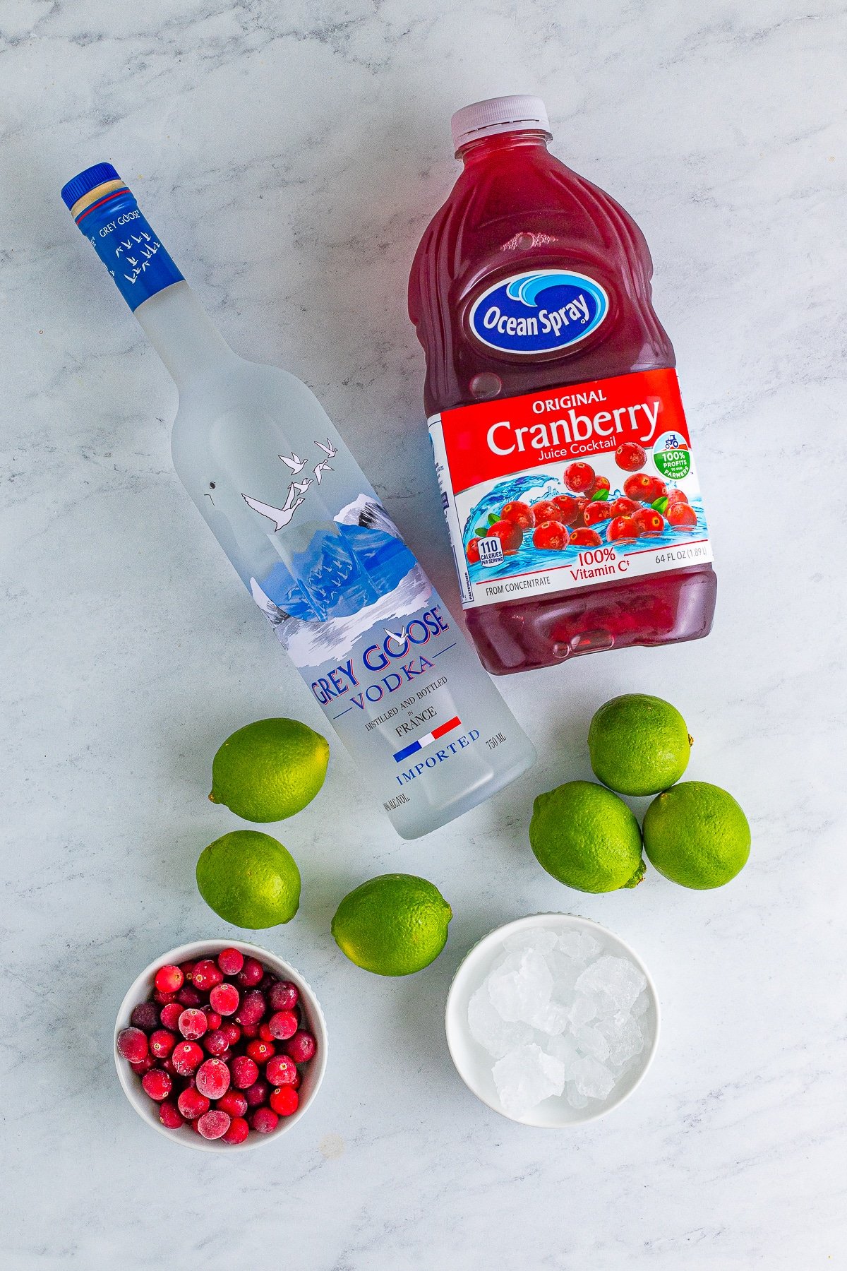 Ingredients needed to make vodka cranberry recipe