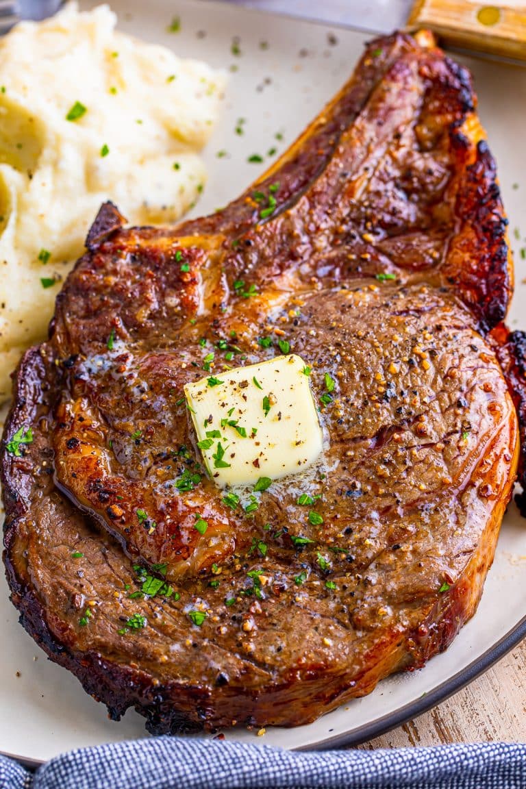 Marinated Air Fryer Ribeye Steak Recipe (Bone-In)
