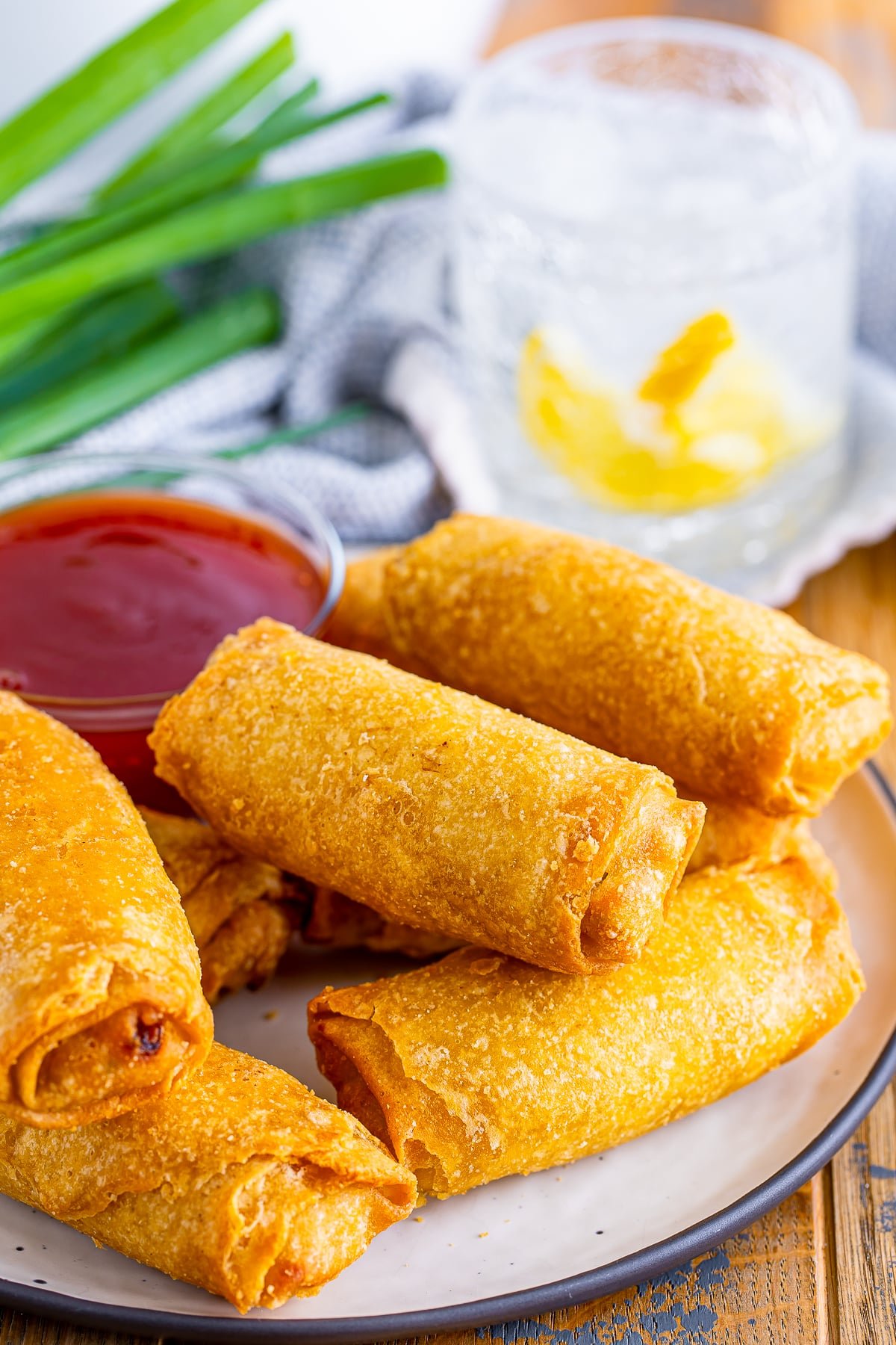 egg rolls on a plate
