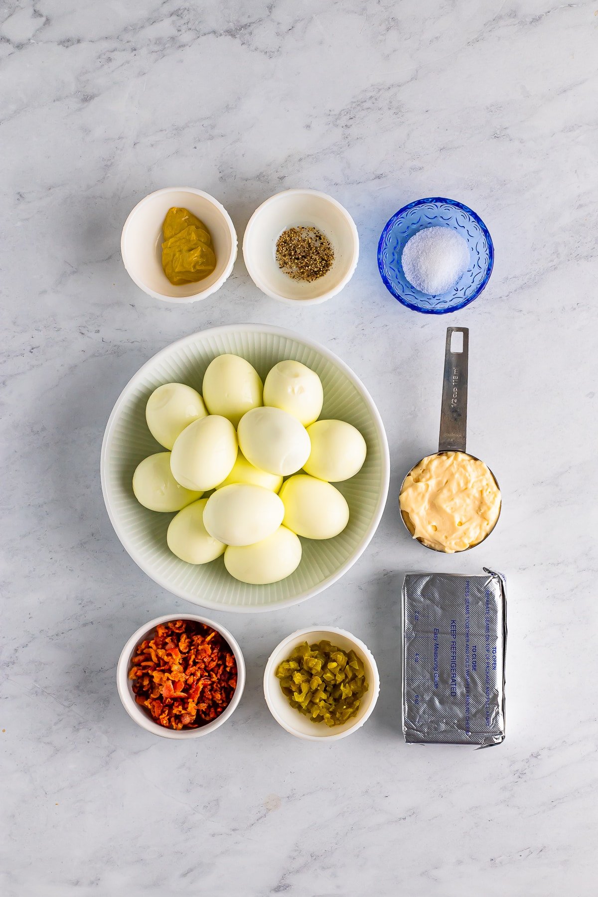 Ingredients needed for jalapeno deviled eggs