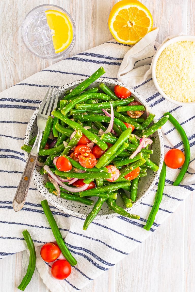 Marinated Cold Green Bean Salad Recipe with Tomatoes