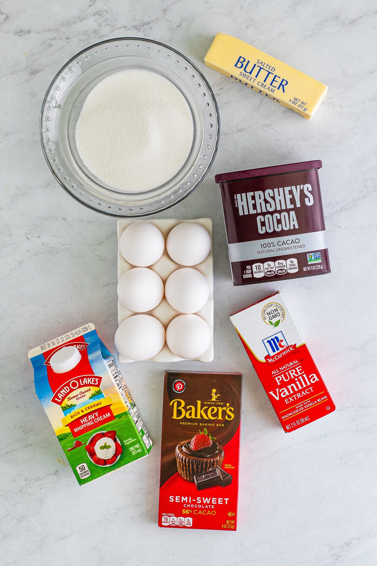 ingredients needed to make flourless chocolate cake recipe