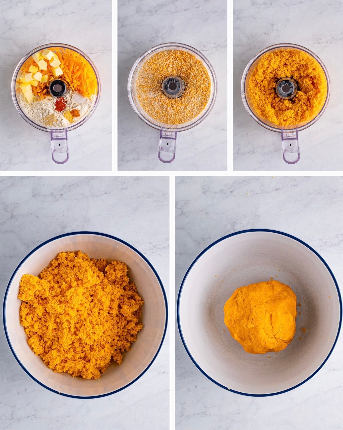collage of images on how to make the dough for homemade cheez its