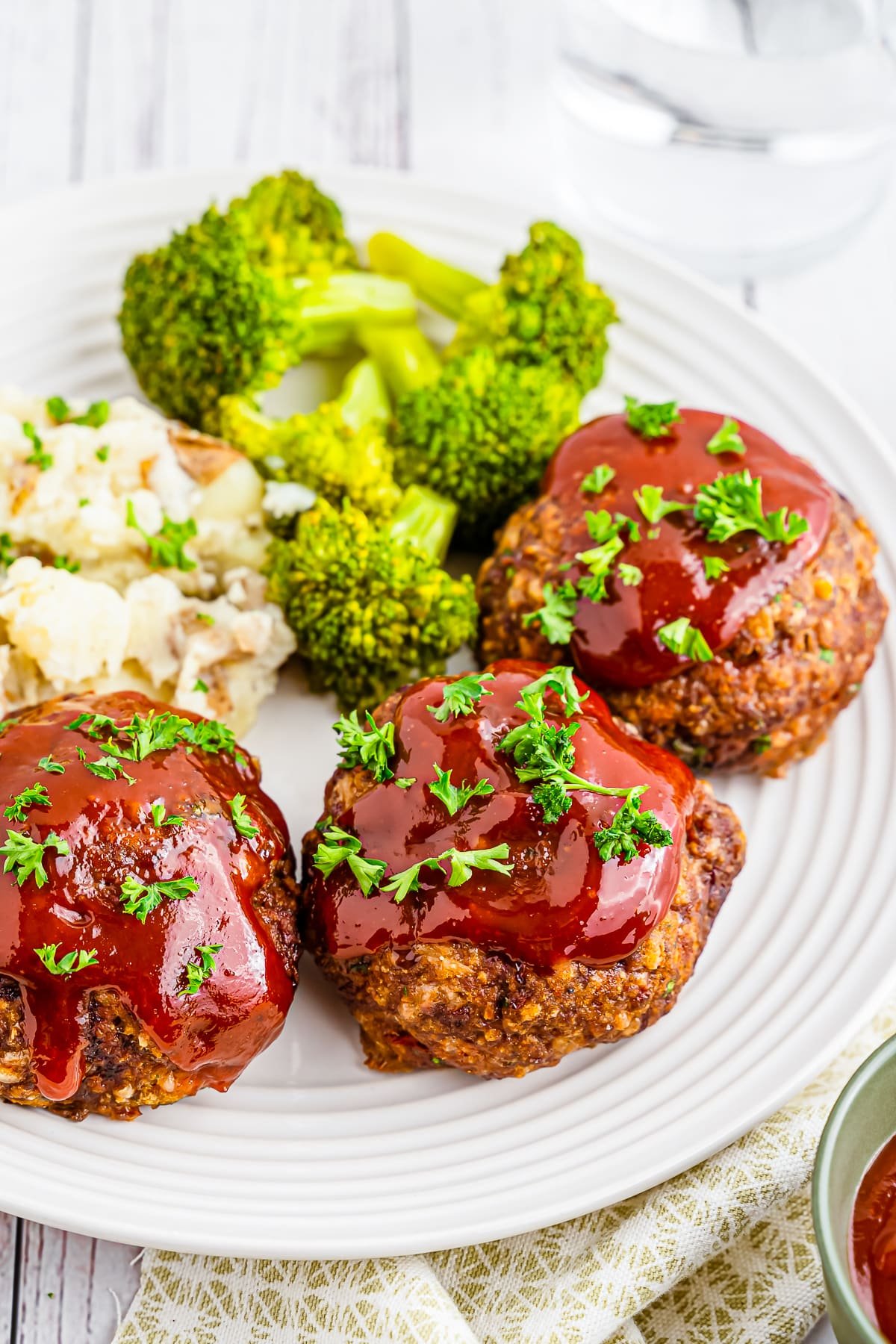 mini meatloaf recipe on a white plate