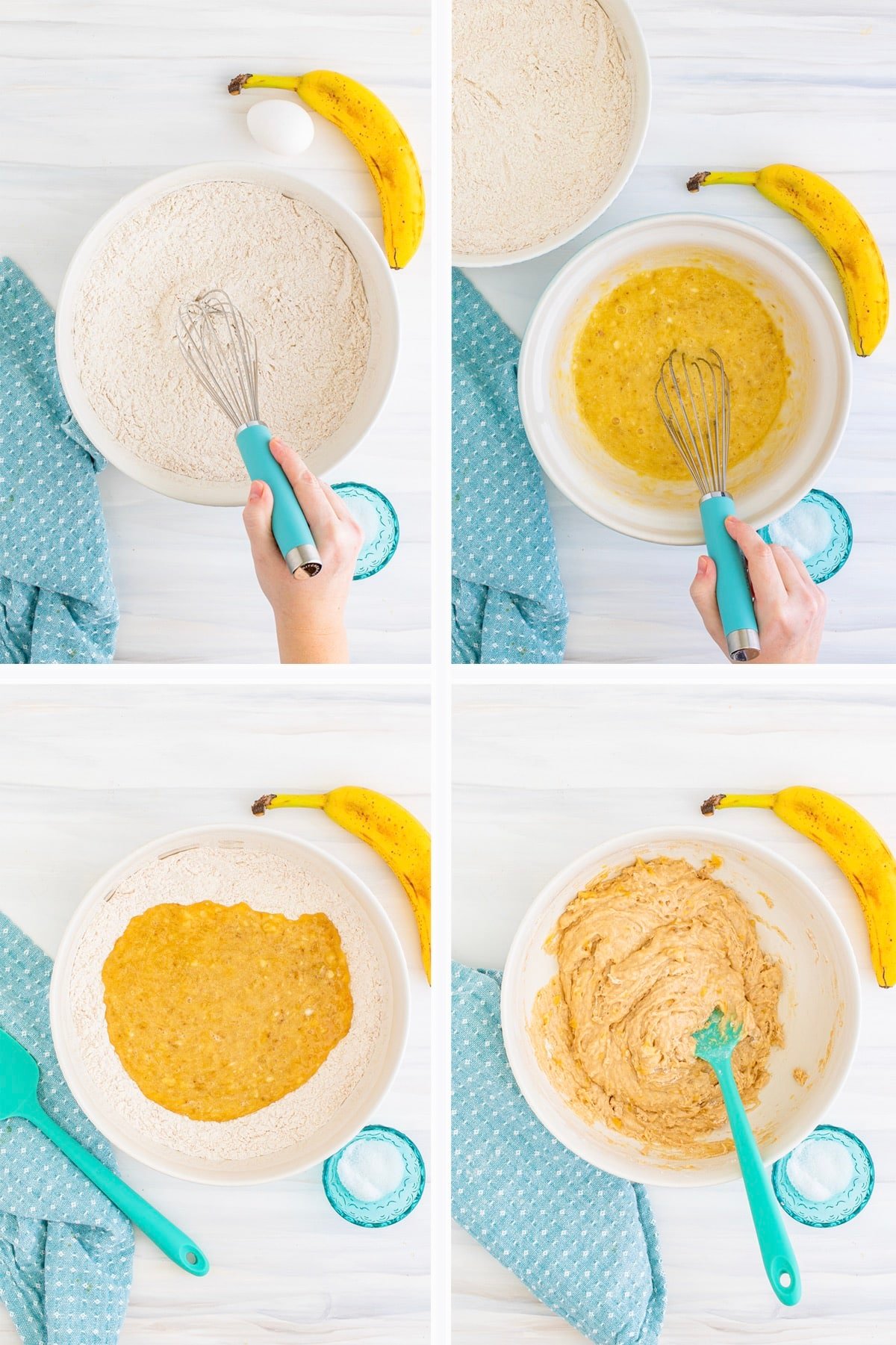 collage of images showing how to make the batter for cream cheese muffins