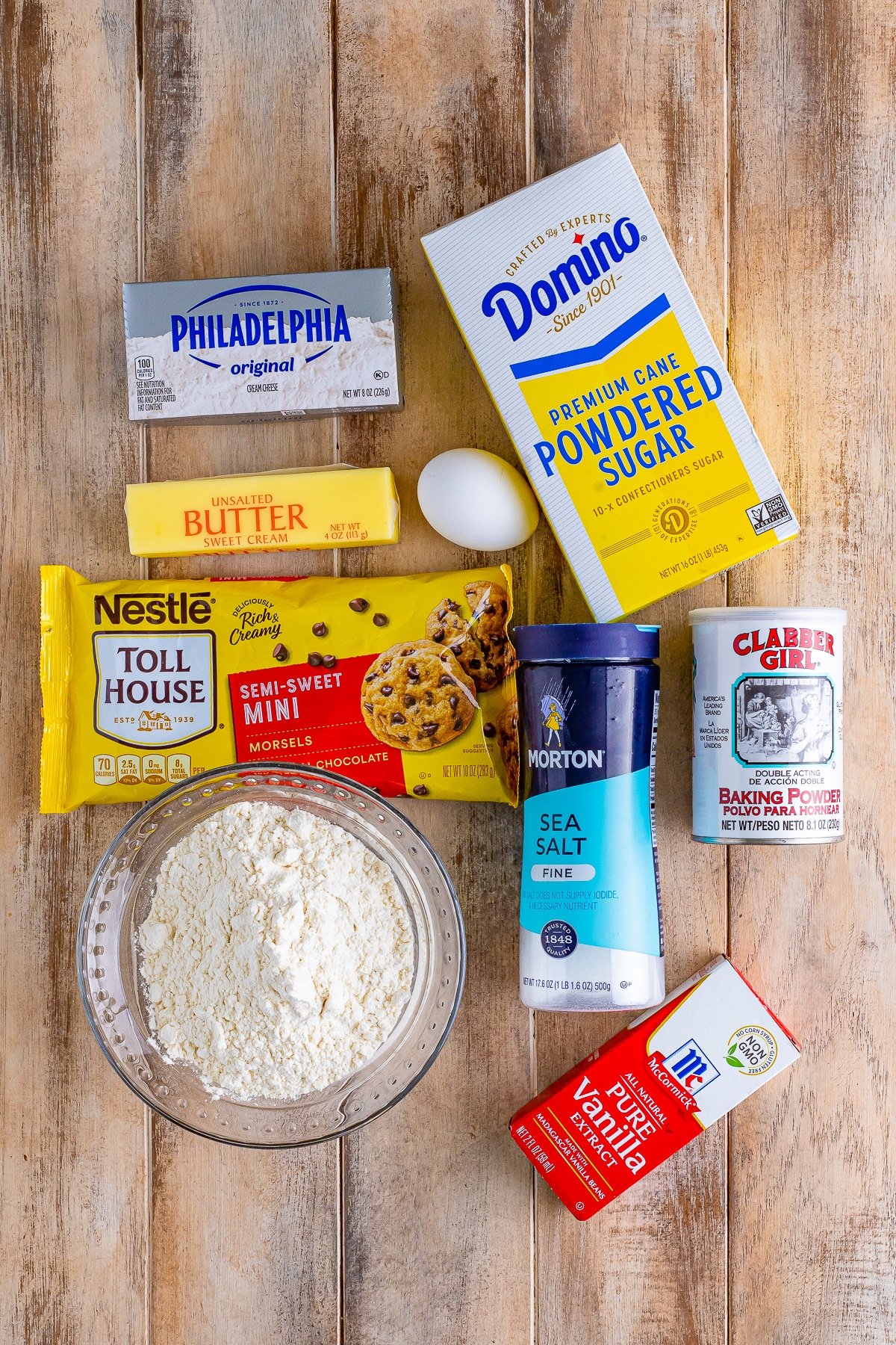 ingredients needed to make chocolate chip cream cheese cookie