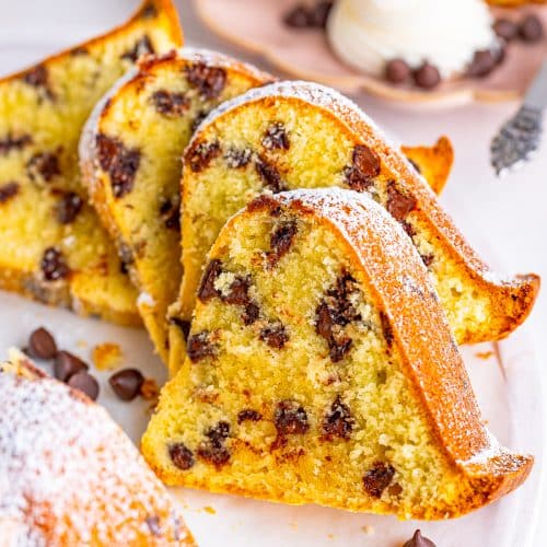 Moist Chocolate Chip Pound Cake in Bundt Pan - Kickass Baker