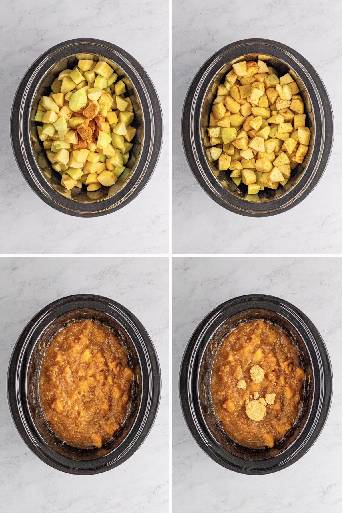collage of images showing how to make homemade crock pot applesauce