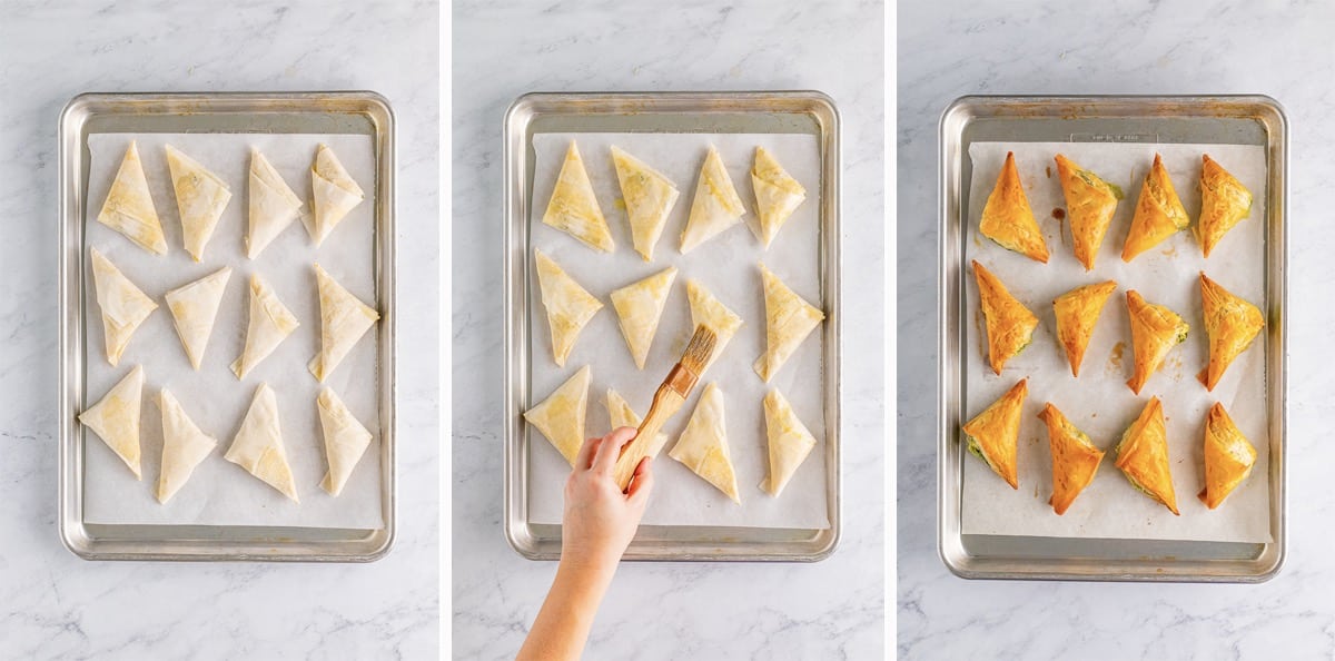 how to bake spanakopita triangles