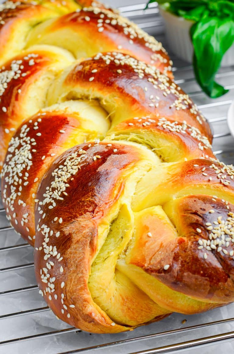 Best Challah Recipe (Pesto Stuffed Braided Bread)