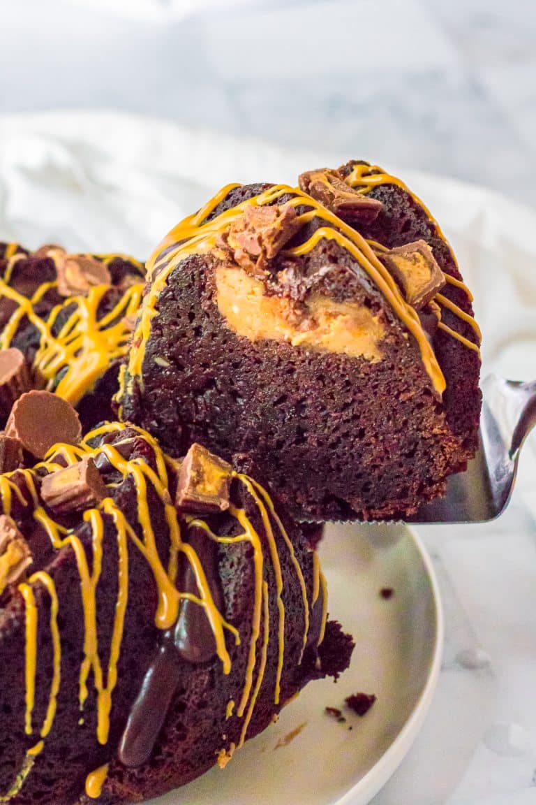 Best Brownie Cake (Bundt Cake with Peanut Butter Filling)