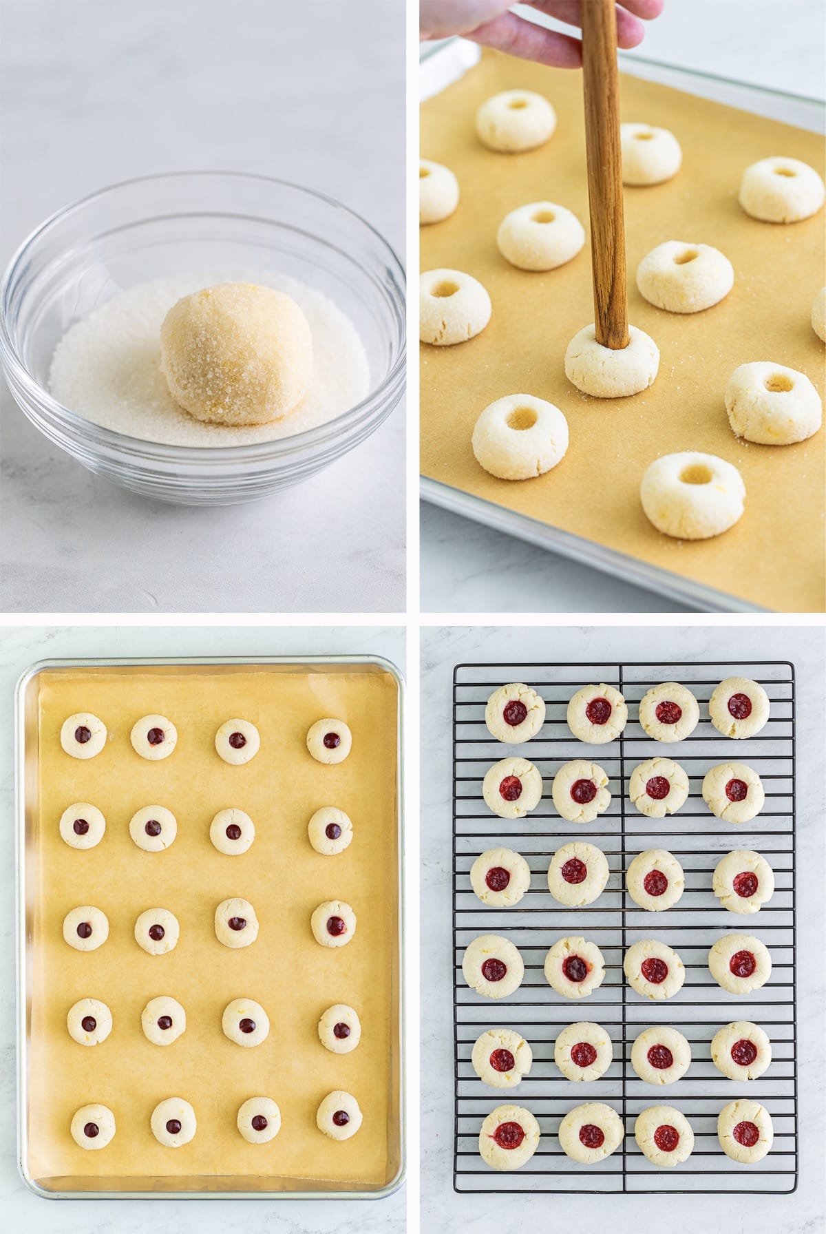 baking raspberry thumbprint cookies