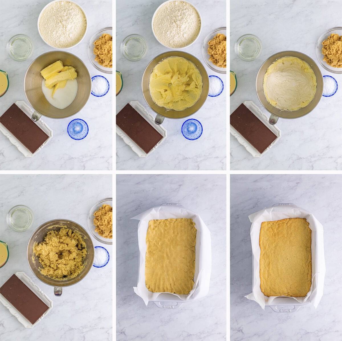making the dough for millionaire shortbread recipe
