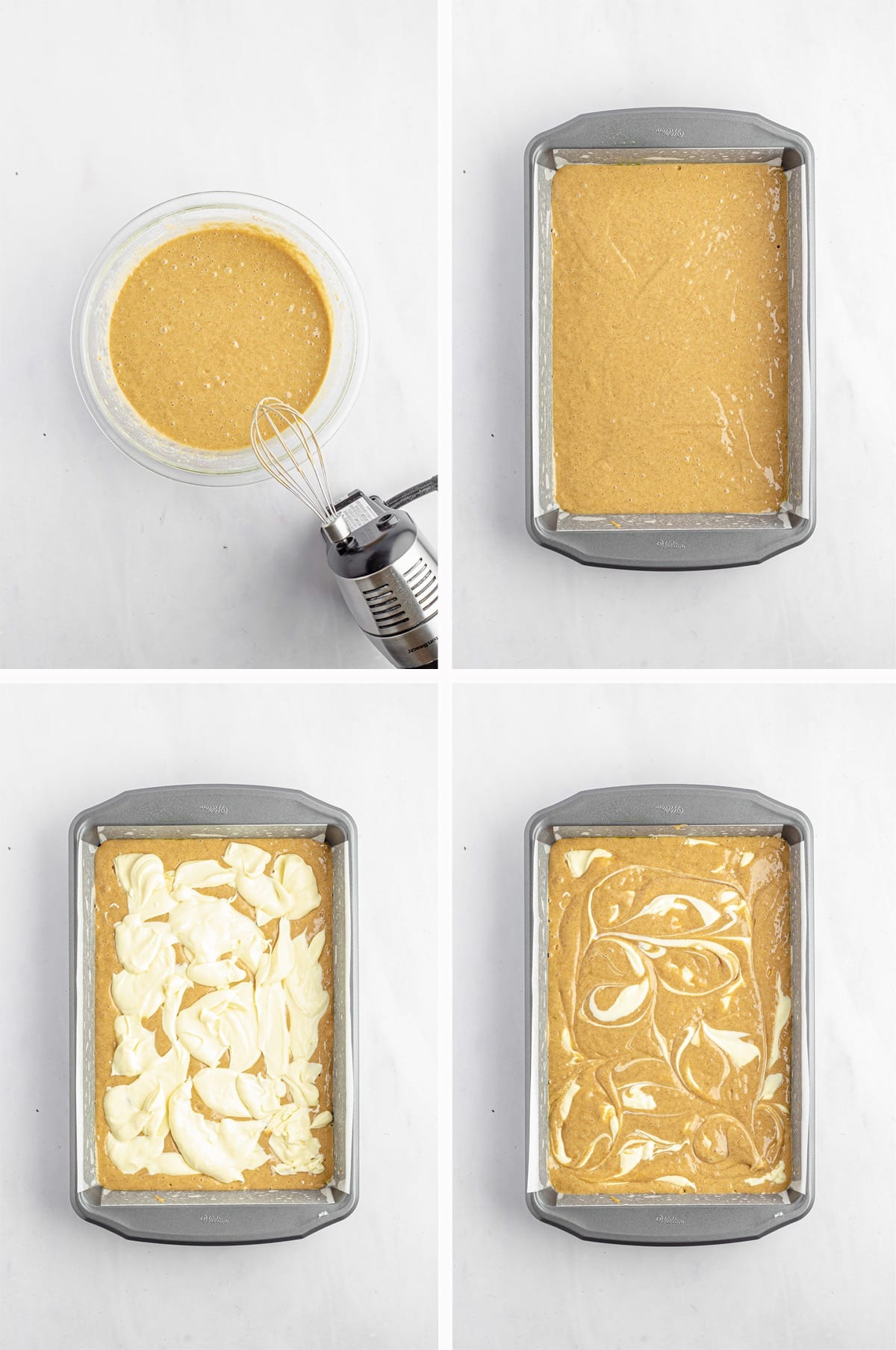 making and layer the batter for crumb cake