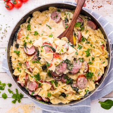 Creamy sausage pasta.