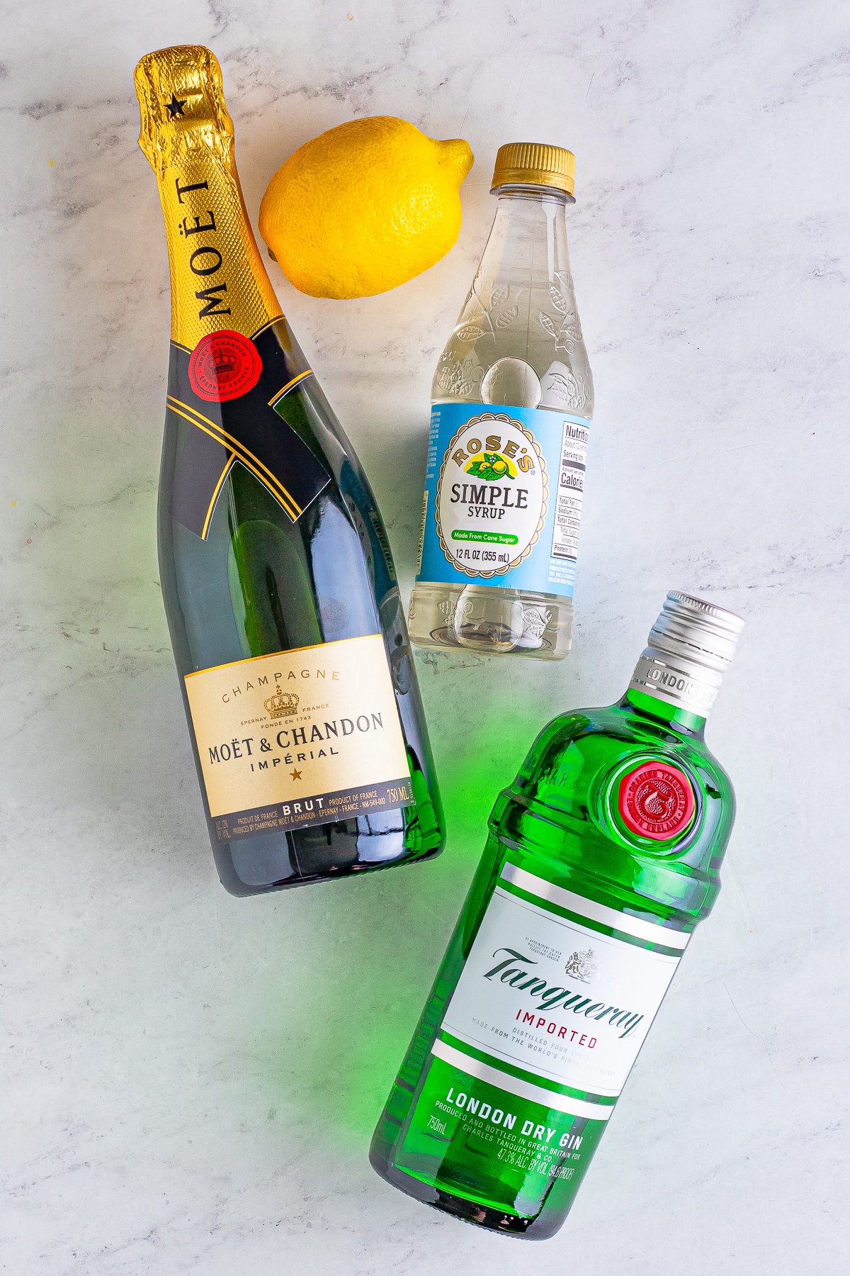 ingredients needed for gin champagne cocktail
