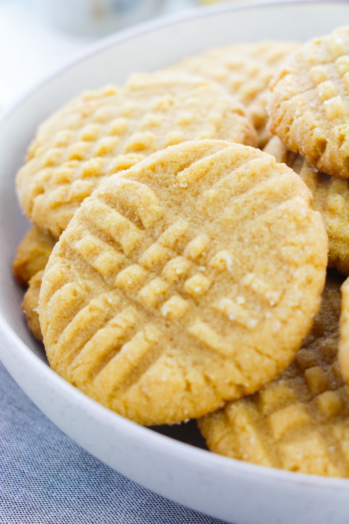 upclose image peanut butter cake mix cookies in a bowl