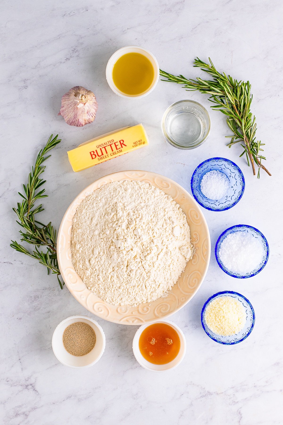 ingredients needed to make easy focaccia recipe
