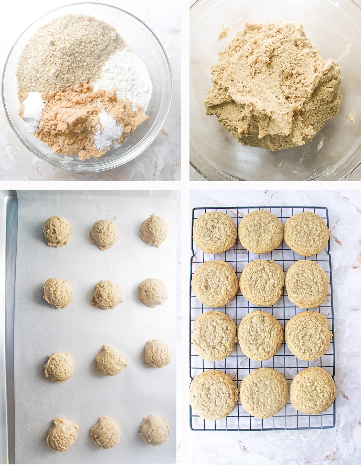 collage of images how to make almond cookies