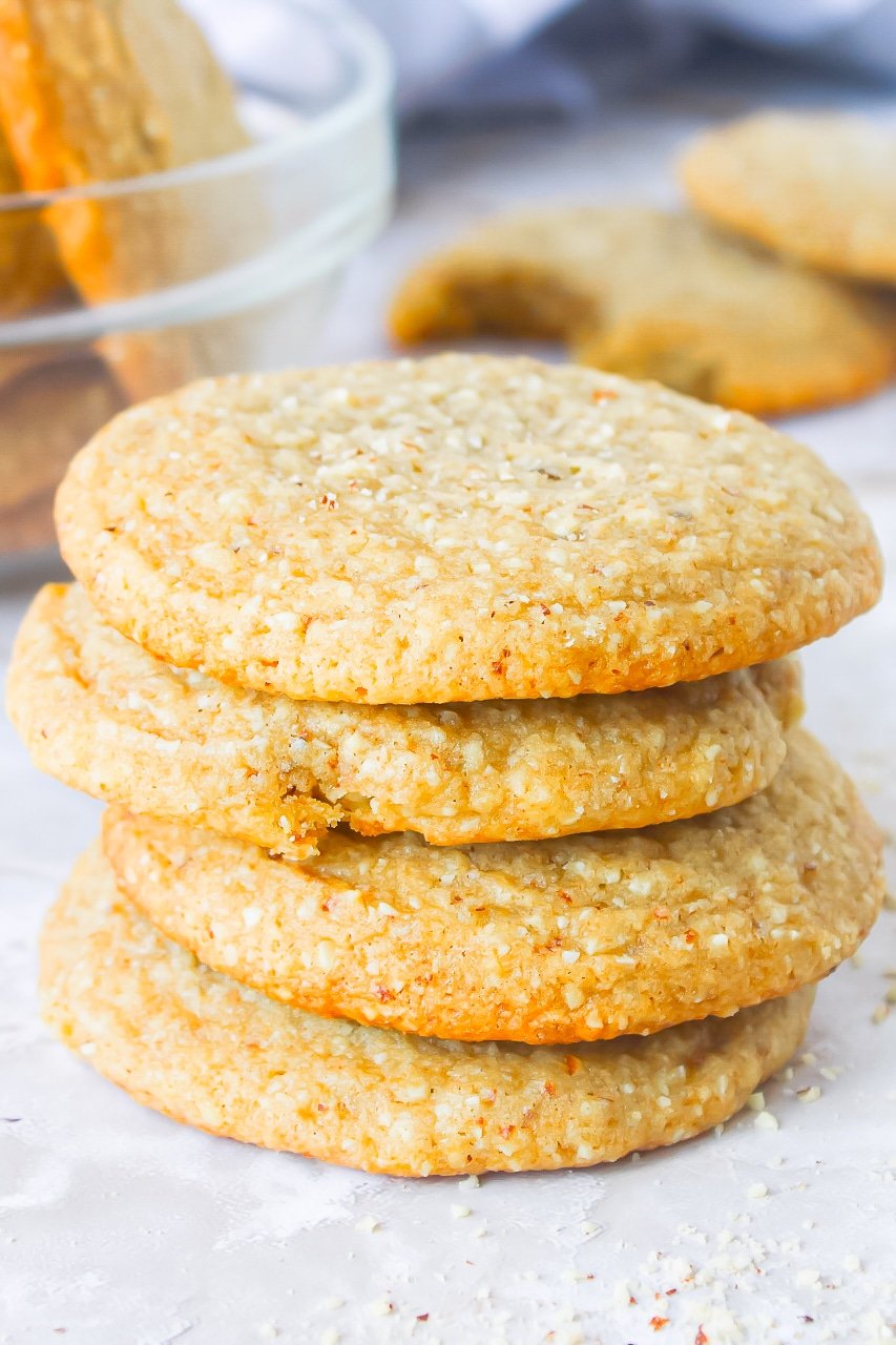 a stack of almond cookies