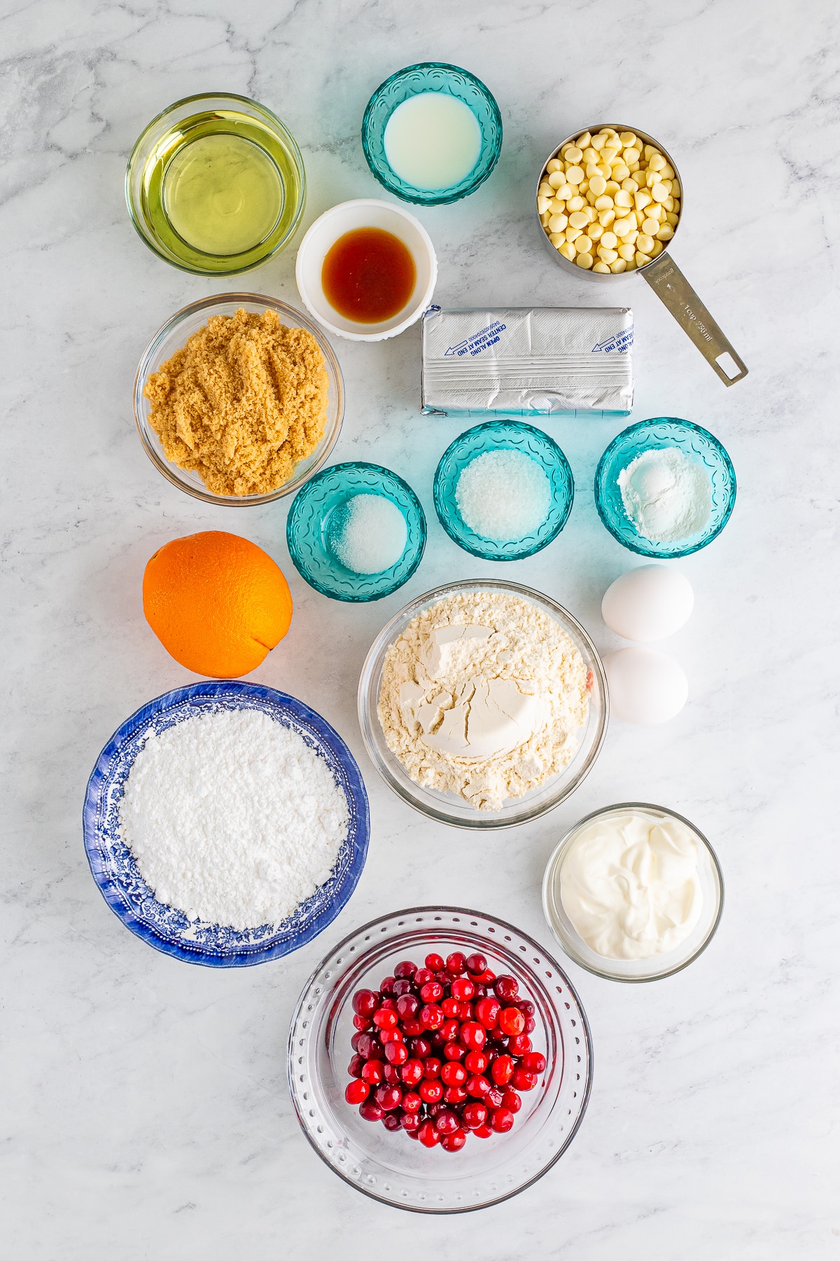 ingredients needed for orange cranberry muffins