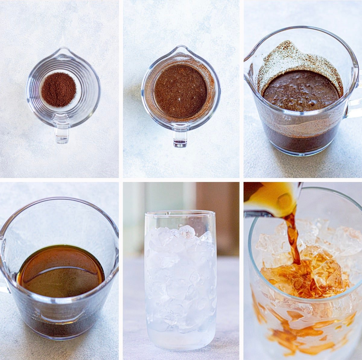 collage of images showing how to make starbucks cold brew coffee