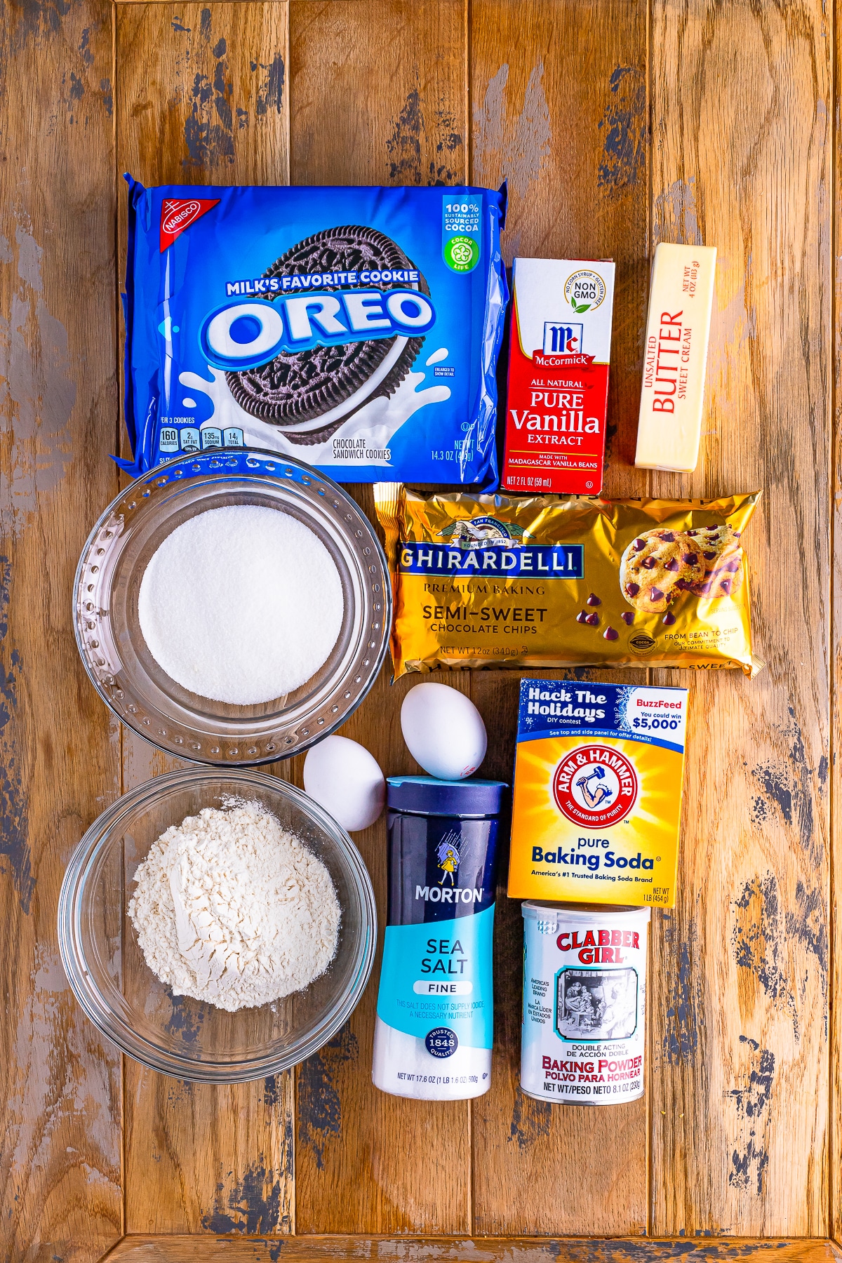 ingredients needed to make oreo brownies cookies