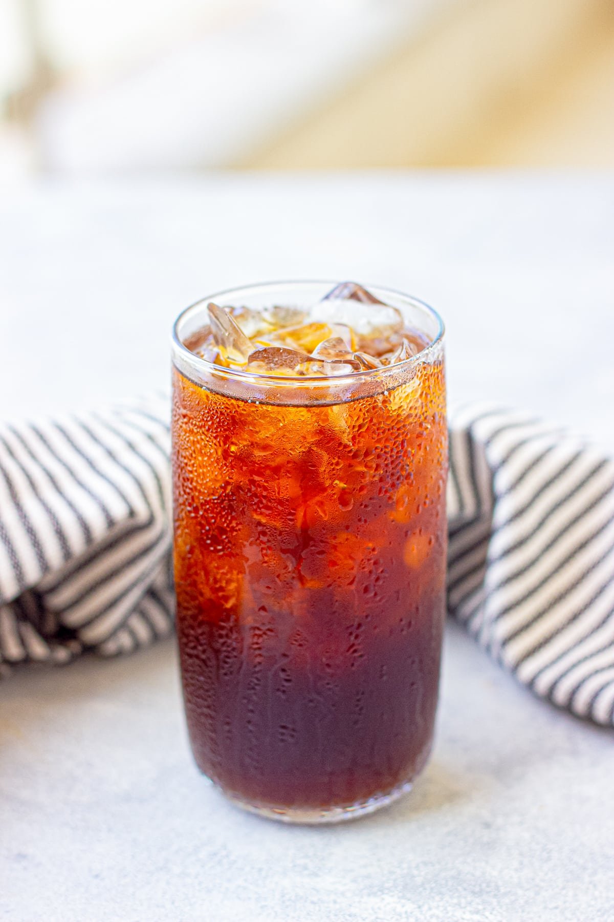 starbucks cold brew coffee in a glass with ice