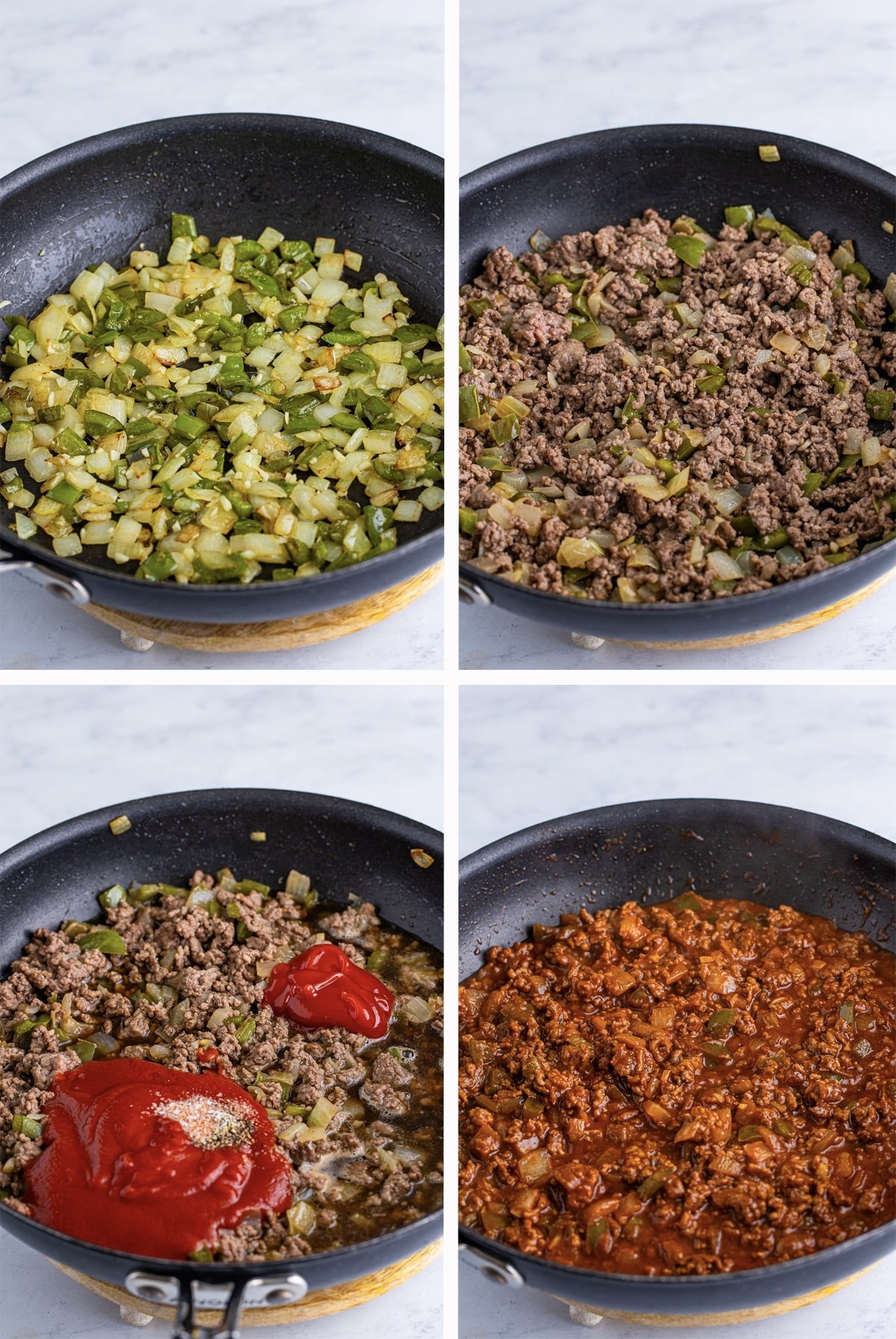 collage of images showing how to make sloppy joes recipe