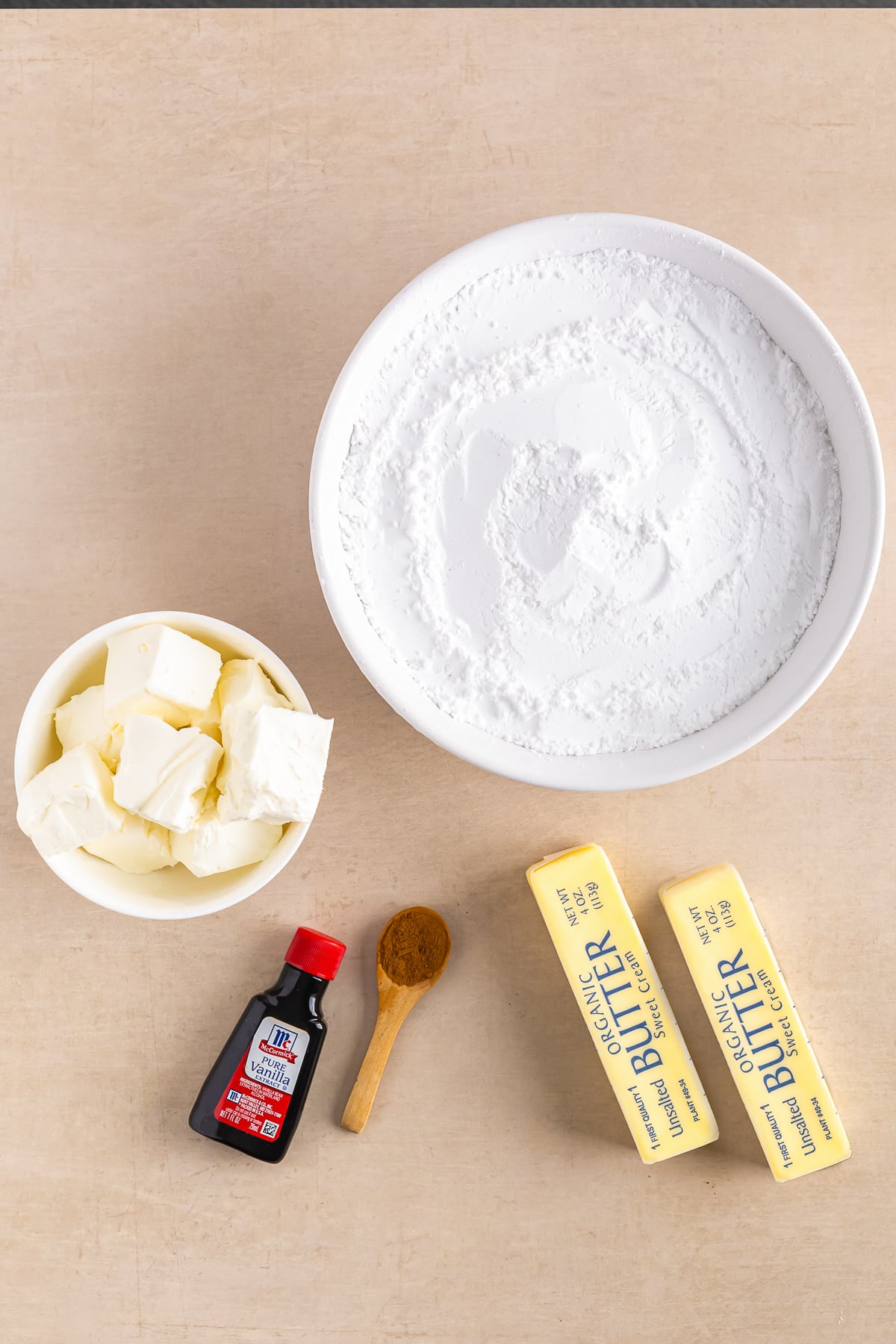 ingredients needed to make cinnamon cream cheese frosting