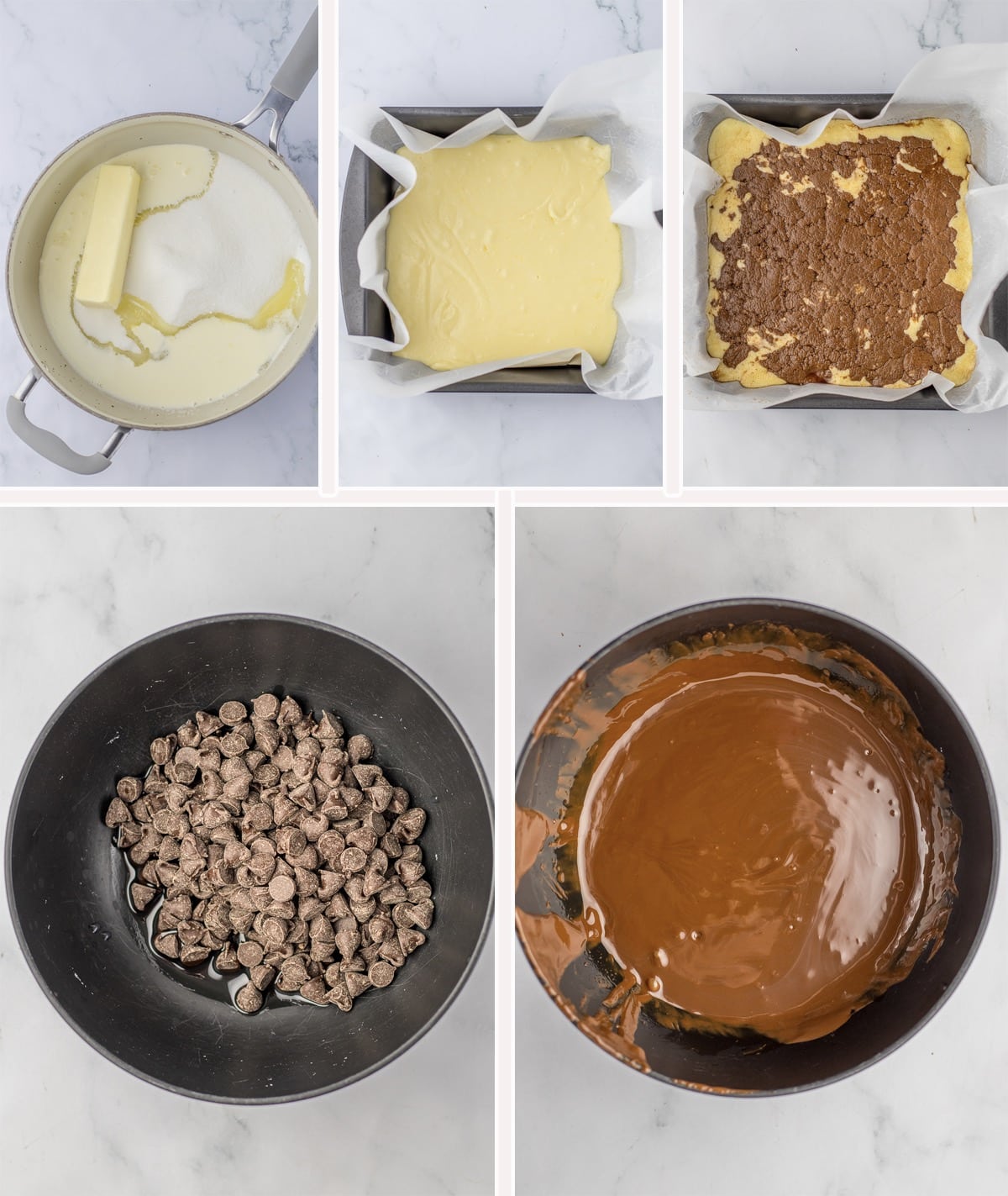 collage of images showing how to make simple fudge recipe
