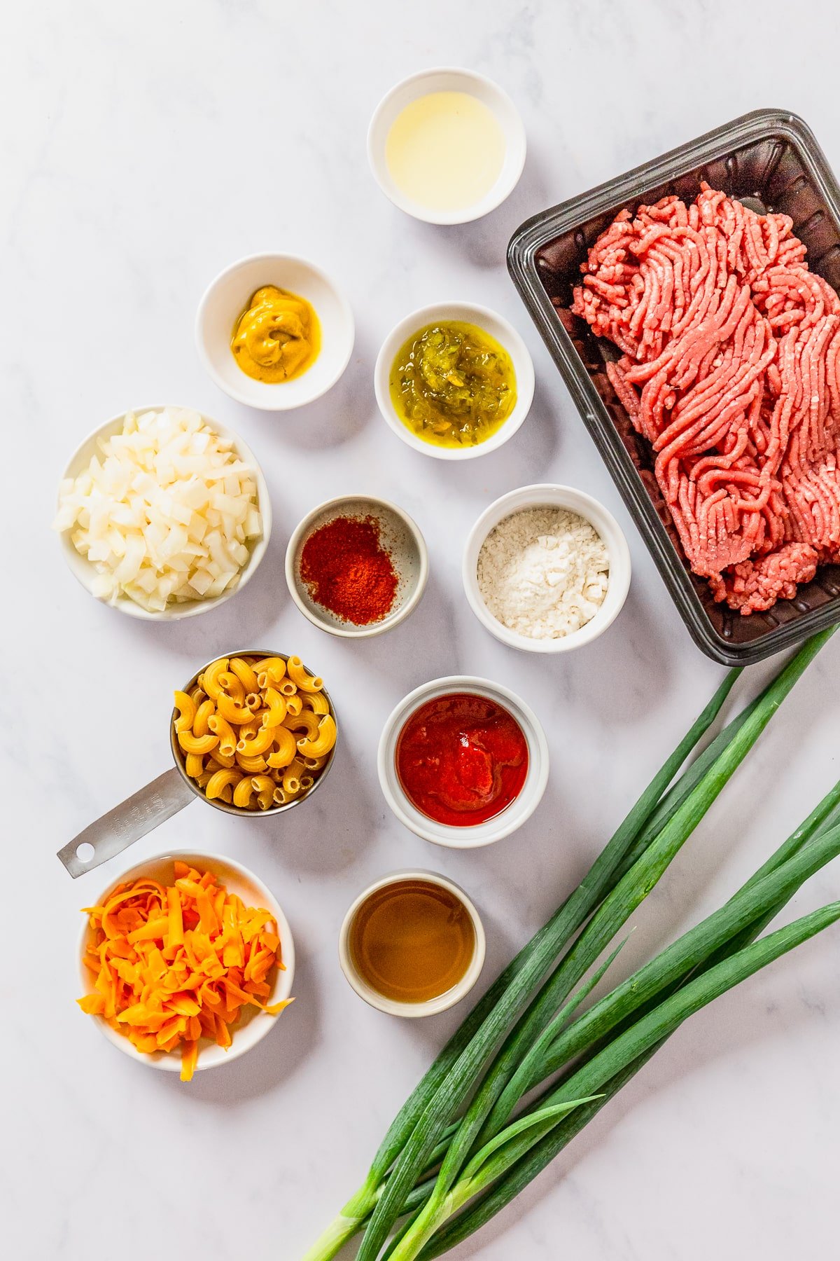 ingredients needed to make cheeseburger pasta