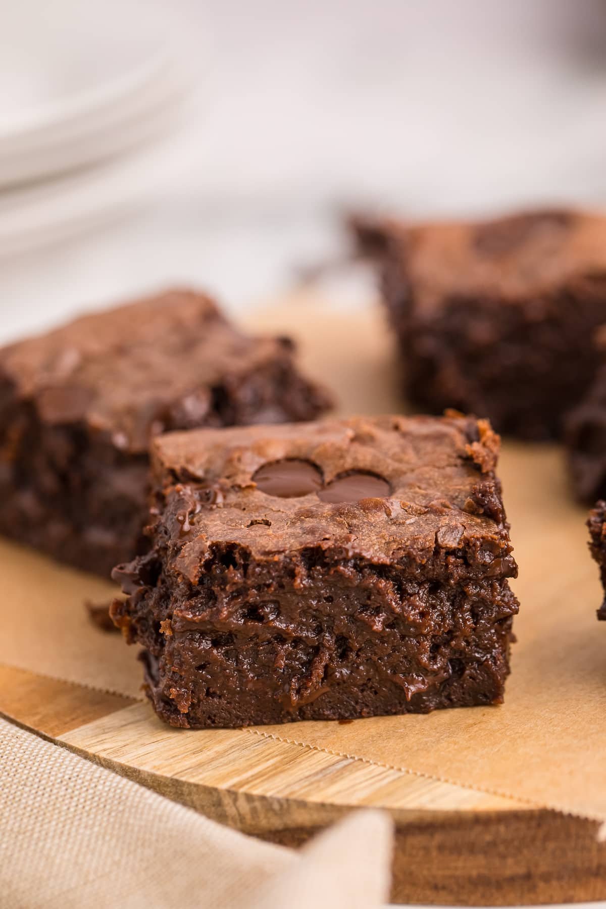 separate condensed milk brownies on parchment paper