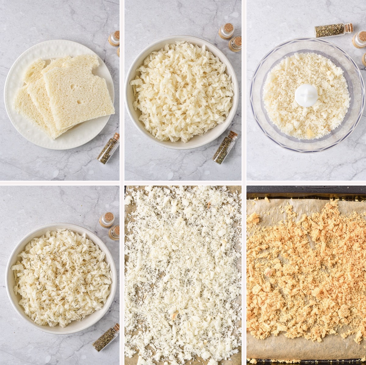 collage of images showing how to make panko bread crumbs recipe