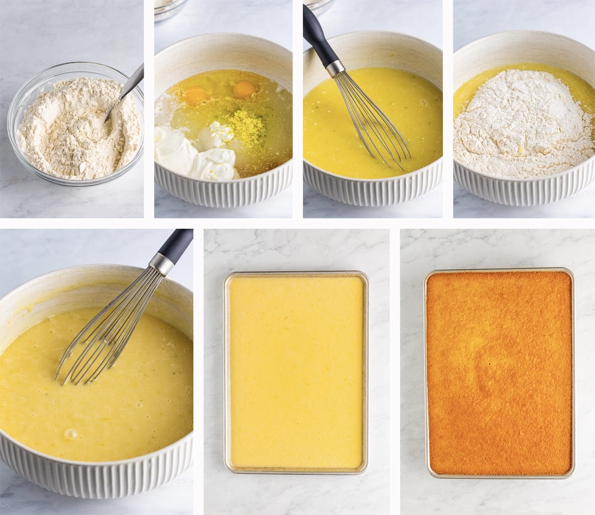 collage of images showing how to make 7up cake