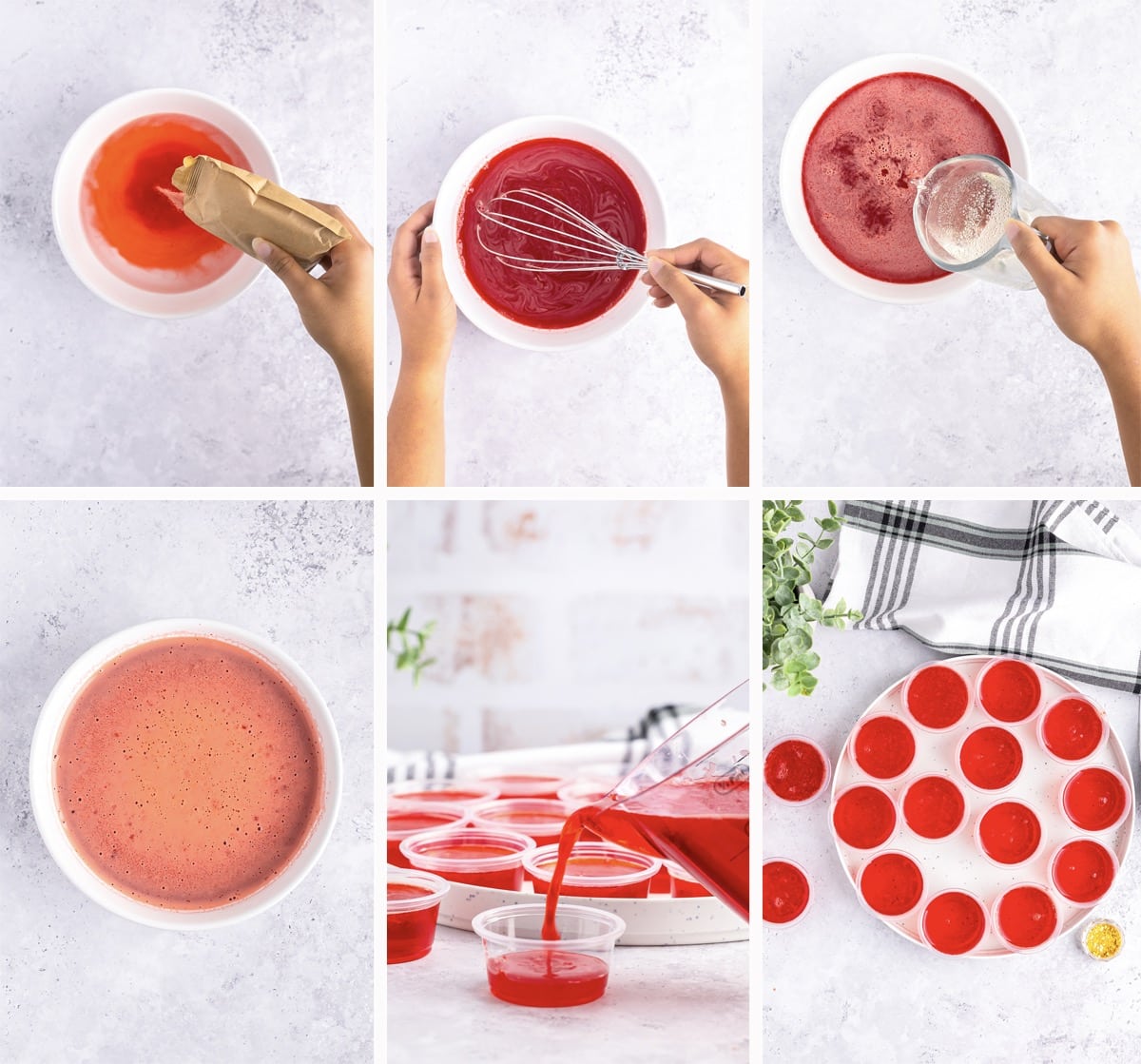 collage of images showing how to make jello shots recipe