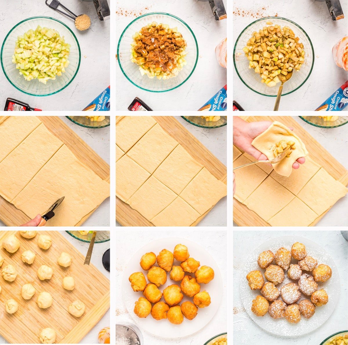 collage of images showing how to make donut holes