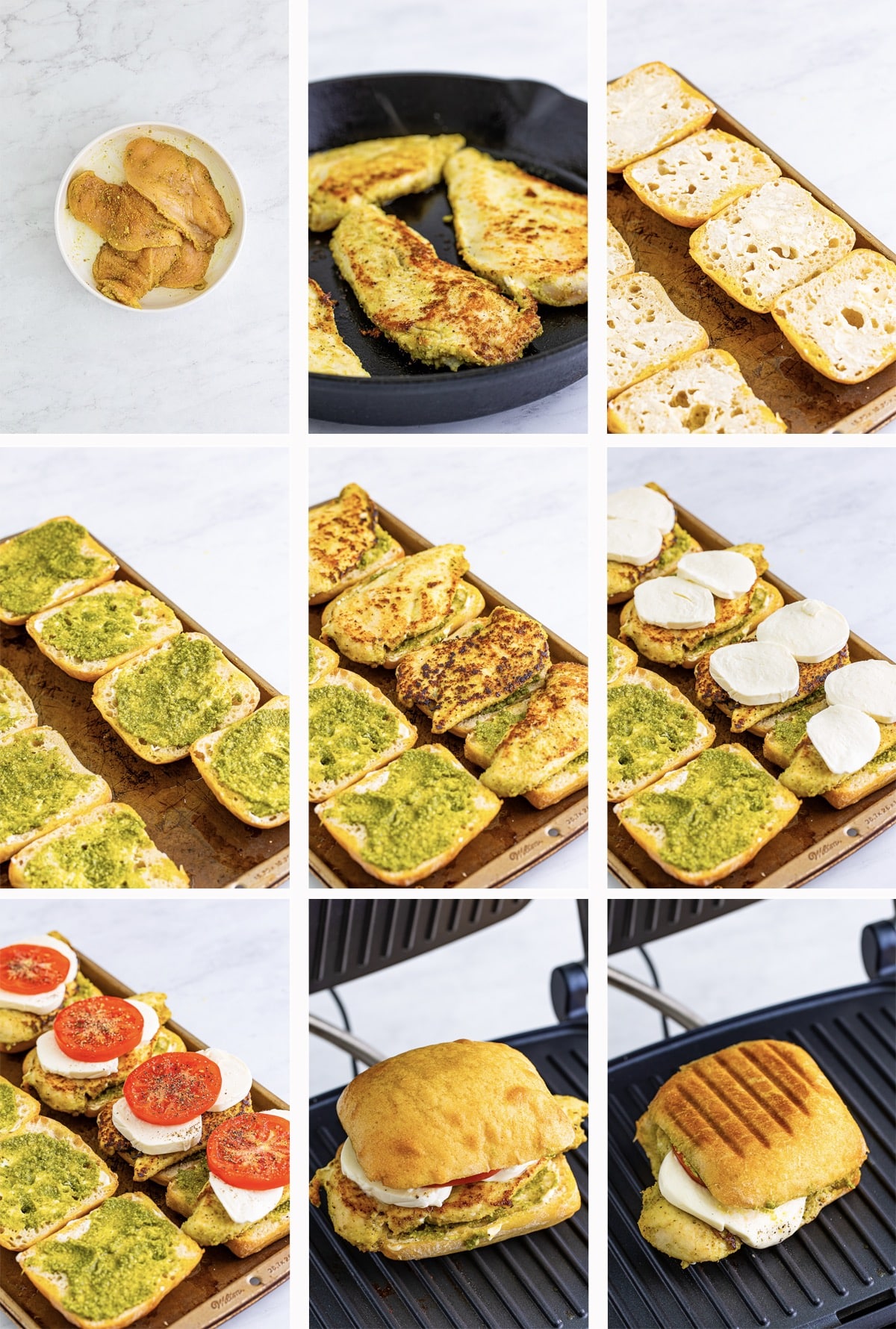 collage of images showing how to make panini recipe