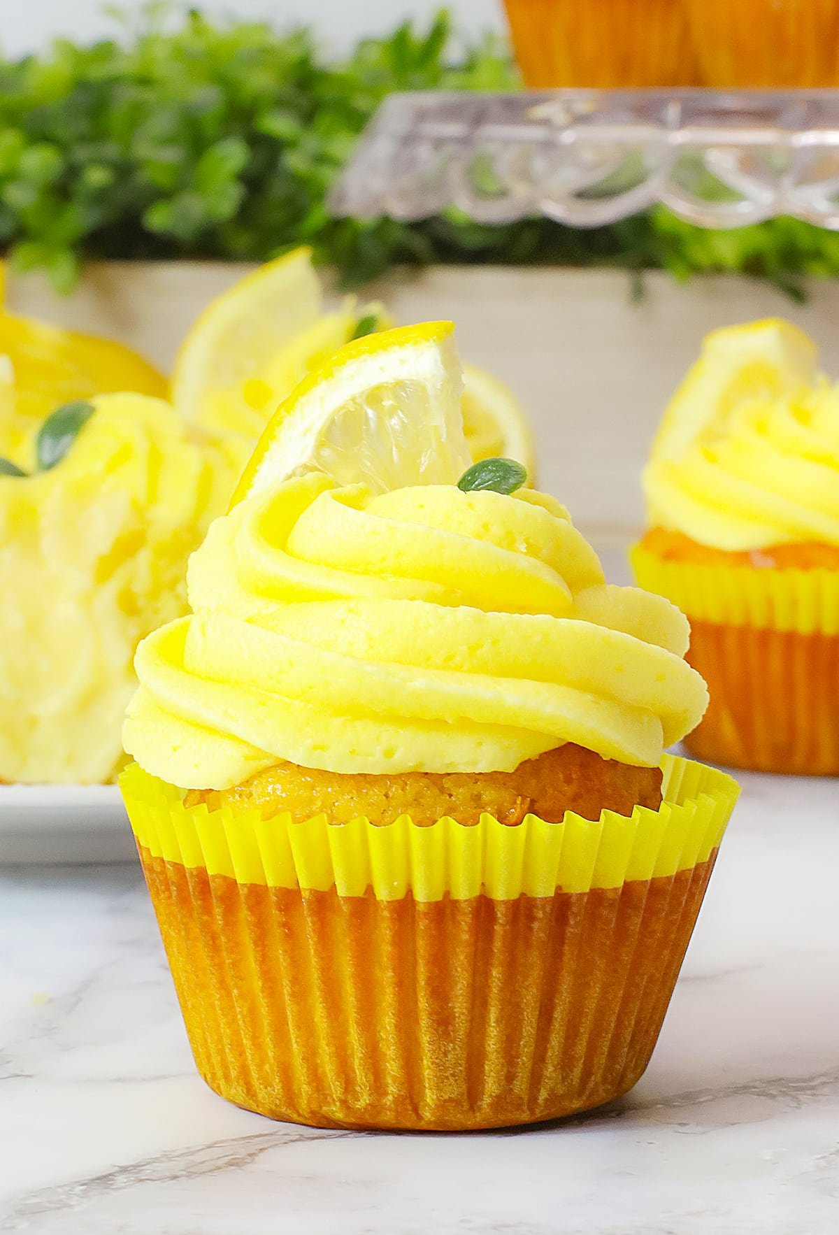 up close image lemon cupcakes