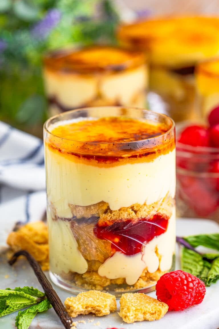Creme Brulee Mini Trifles Recipe with Raspberry
