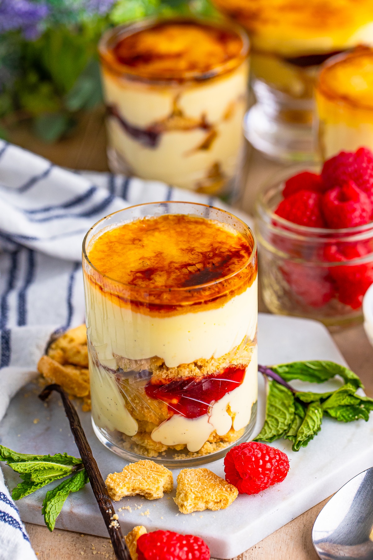 mini trifles on wooden table top