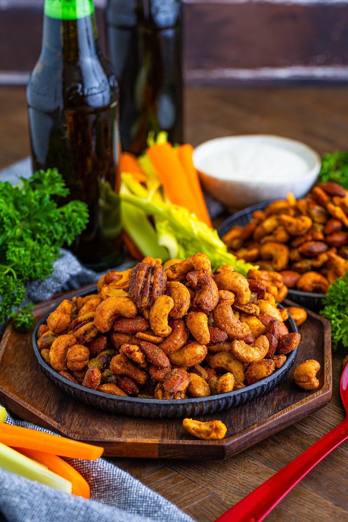 roasted nuts recipe on serving plates