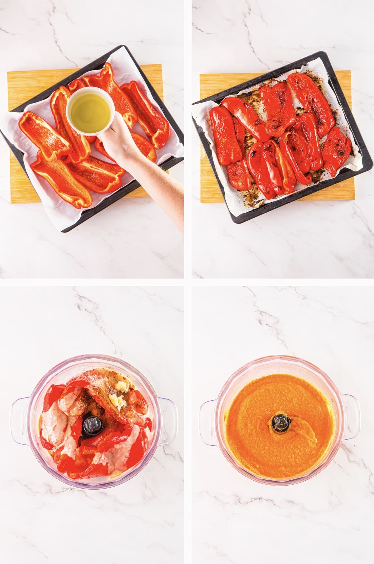 collage of images on how to make Red Pepper Hummus