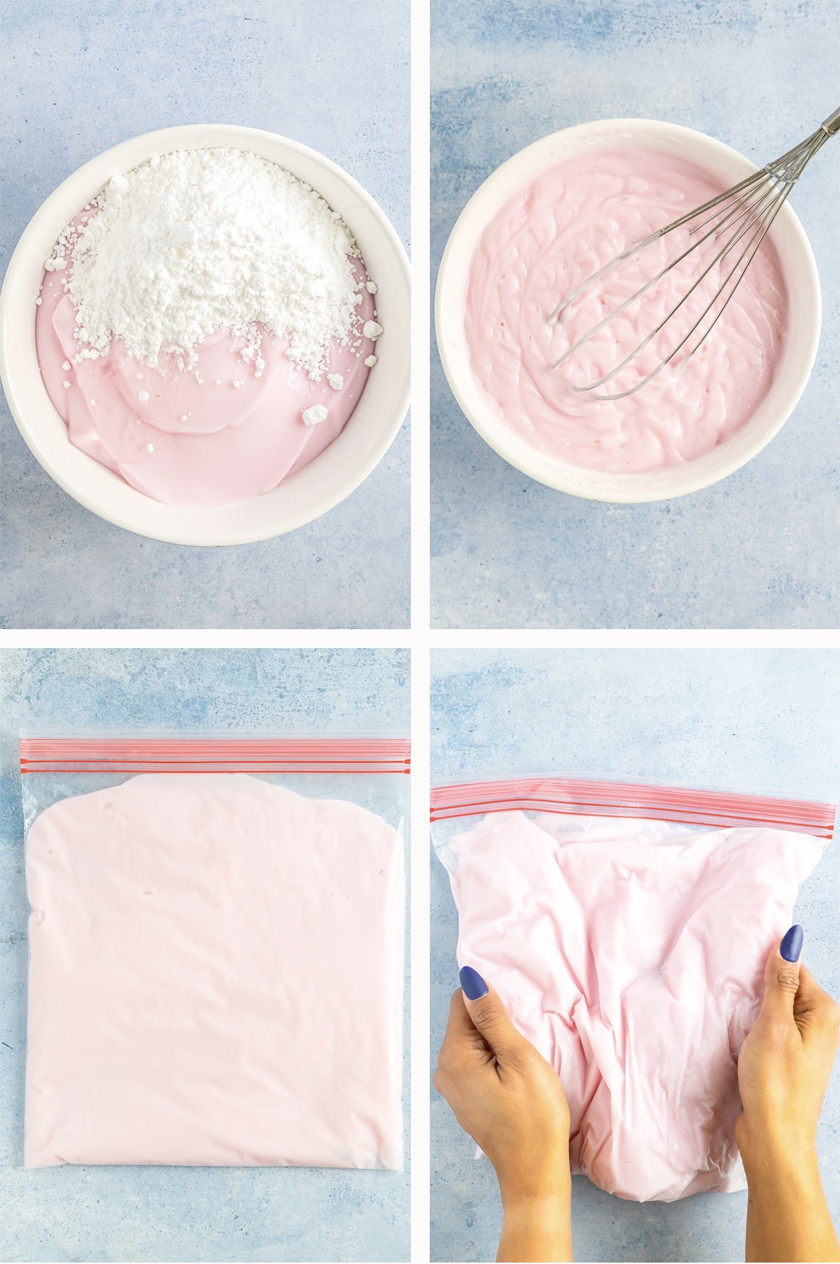 collage of images showing how to make Frozen Yogurt