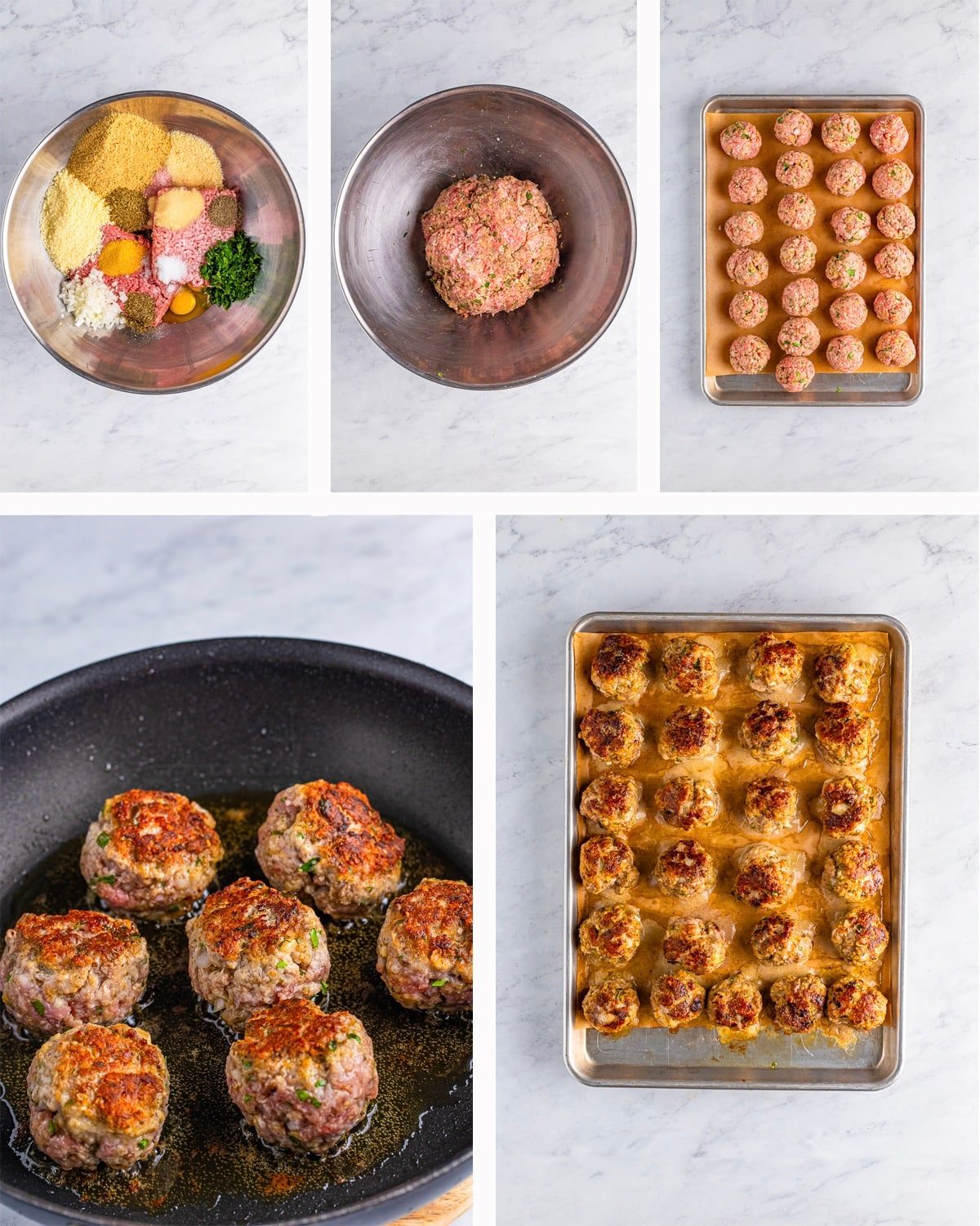 collage of images showing how to make Italian Meatball Recipe