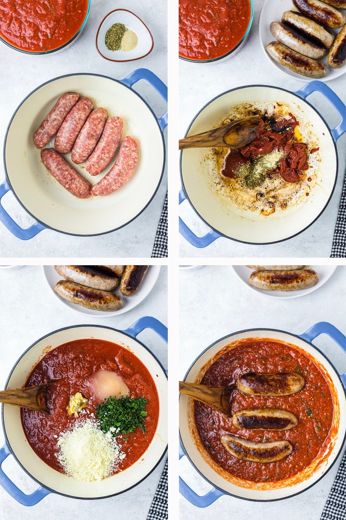 collage of images showing how to make the best spaghetti sauce