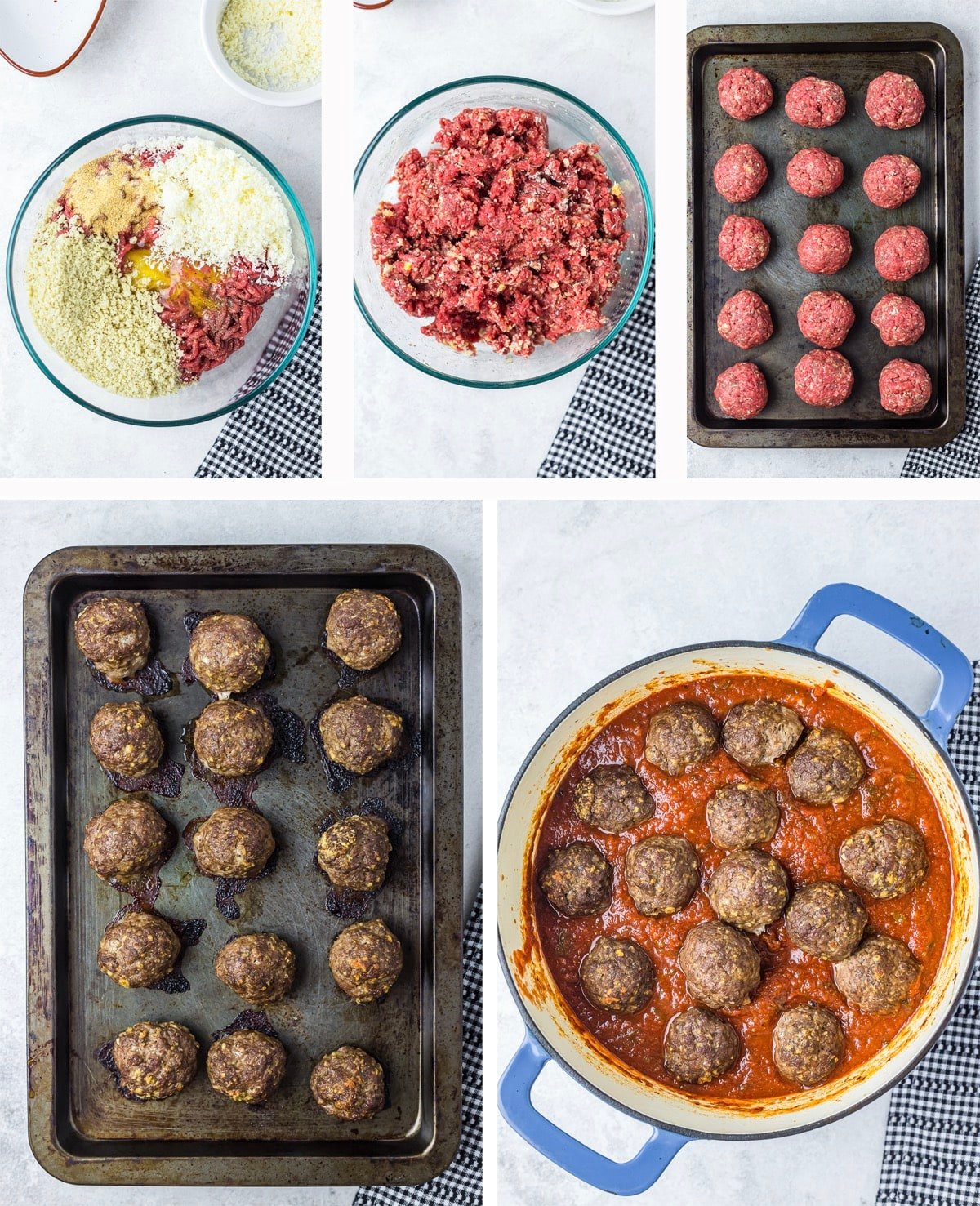 collage of images showing how to make the meatballs for the best spaghetti sauce