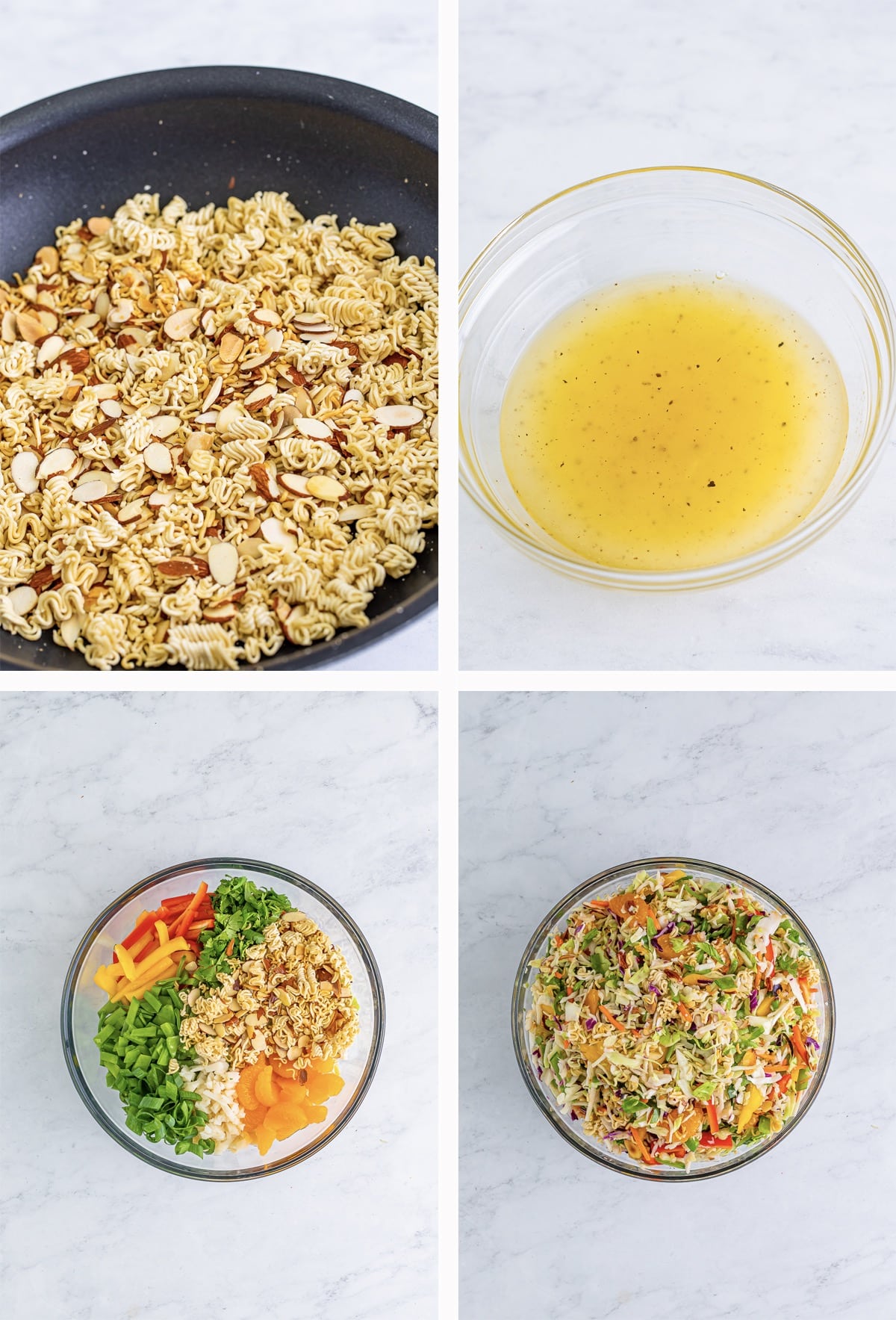 step by step image on how to make Ramen Noodle Salad