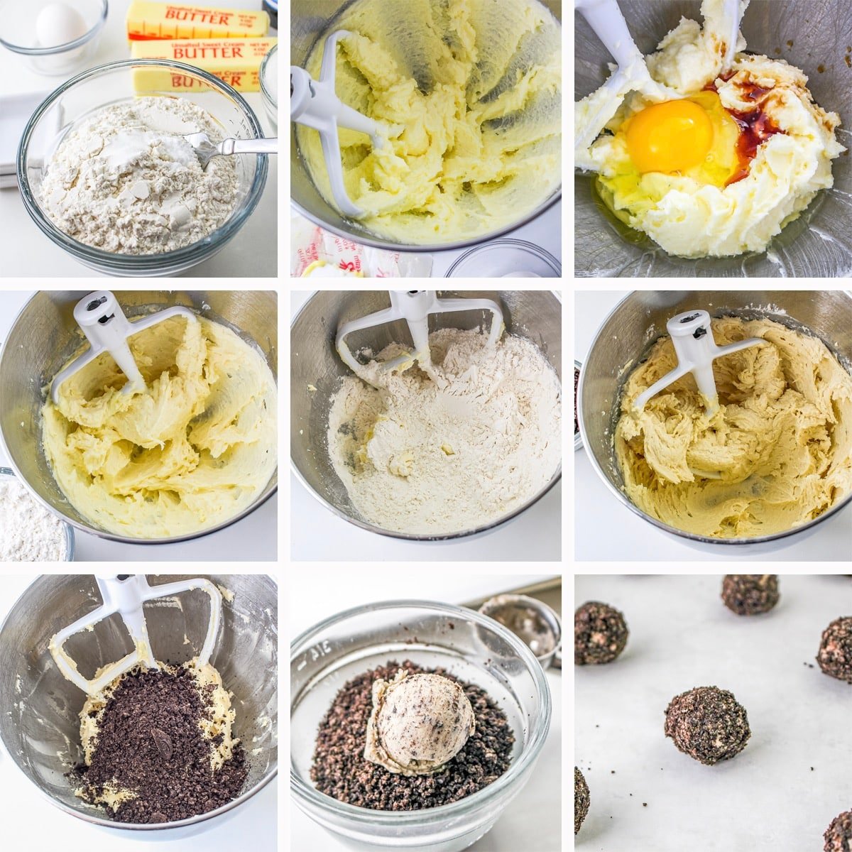 collage of images showing how to make Blossom Cookies