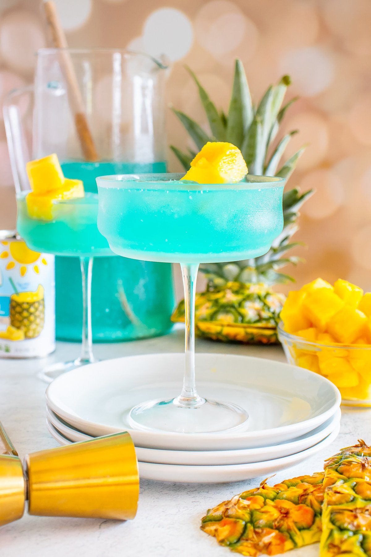 Blue Hawaiian Cocktail on a white plate